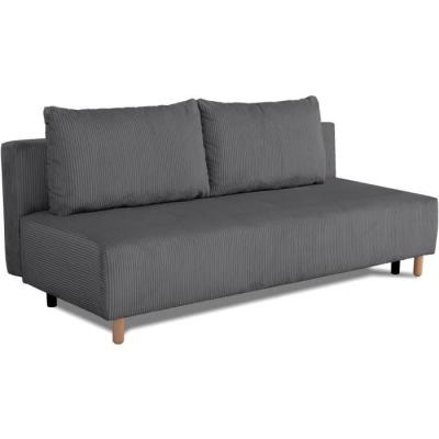 Canapé convertible 3 places GINO - Tissu anthracite - Avec coffre