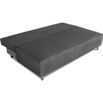 Canapé convertible 3 places GINO - Tissu anthracite - Avec coffre