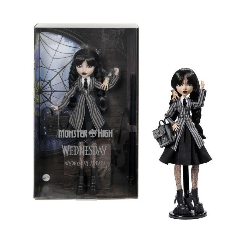 Poupée Monster High Mercredi Addams en Uniforme avec La Chose