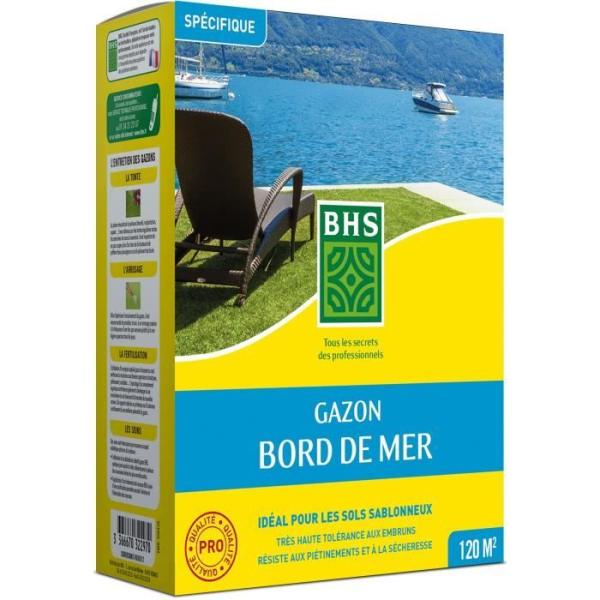 Gazon - BHS - Gazon Bord de Mer 3kg | Résistant vent, sécheresse, salinité | Beau gazon d'été, esthétique et robuste.