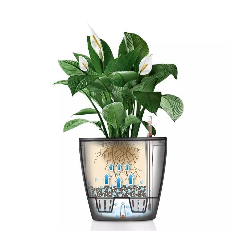 Jardiniere - LECHUZA - Classico 35 LS ALL-IN-ONE - Blanc brillant - Systeme d'irrigation - 13 L