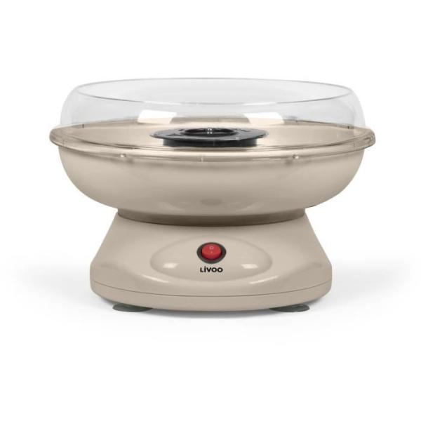 Machine a barbe a papa - LIVOO - DOM468C - 450W - Cuve et couvercle amovibles - Cuillere doseuse et 10 sticks en bambou inclus