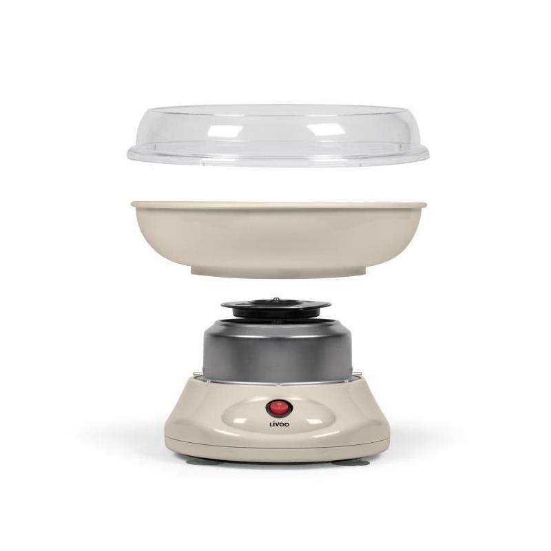 Machine a barbe a papa - LIVOO - DOM468C - 450W - Cuve et couvercle amovibles - Cuillere doseuse et 10 sticks en bambou inclus