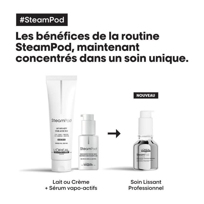 Soin Lissant Professionnel pour Steampod L'Oréal Professionnel - Soin thermo-protecteur enrichi en Alpha-silane -50ml