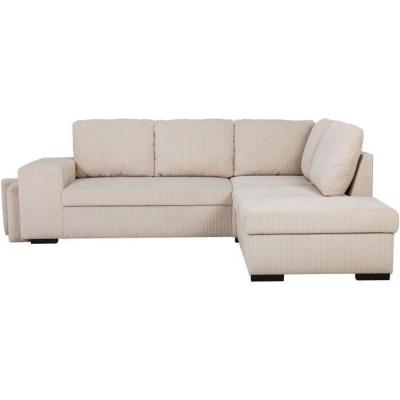 Canapé d'angle convertible réversible - MITCHELL - Tissu velours côtelé Pearl - Coffre, Poufs