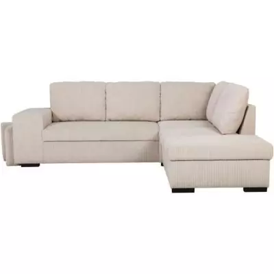 Canapé d'angle convertible réversible - 4/5 places - MITCHELL - Tissu velours côtelé Pearl - Coffre, Poufs - 247 x 205 x 91