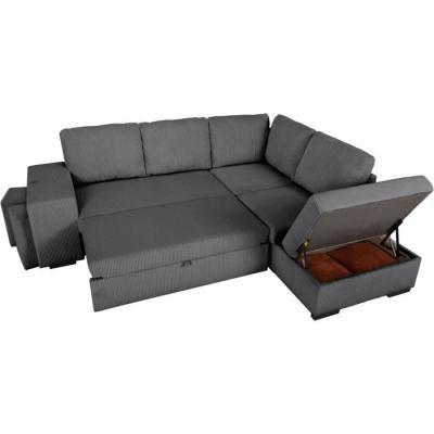 Canapé d'angle convertible réversible MITCHELL - Tissu velours côtelé Anthracite