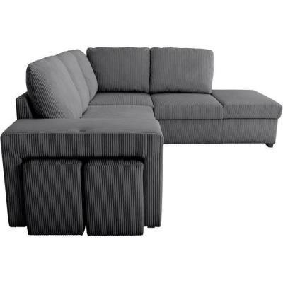 Canapé d'angle convertible réversible MITCHELL - Tissu velours côtelé Anthracite