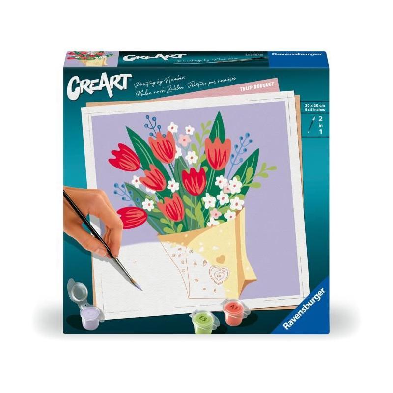 Peinture par numéros: Bouquet de tulipes 20x20 cm - Ravensburger