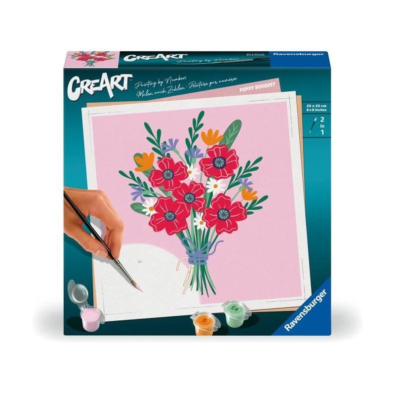 Peinture par numéros 20x20 cm - Bouquet de coquelicots