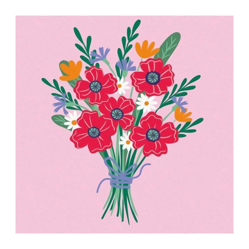 Peinture par numéros 20x20 cm - Bouquet de coquelicots