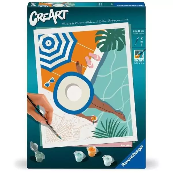 CreArt 24x30 cm Pool Time, Adulte, Peinture par numéros, 25523, Ravensburger