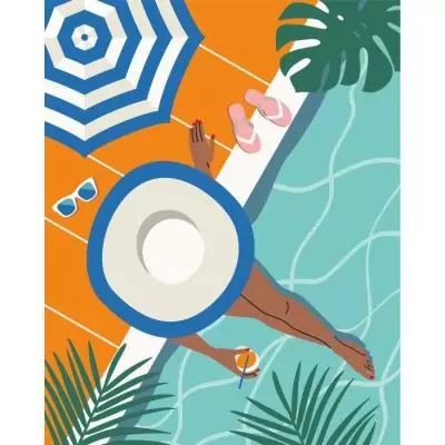 Peinture par numéros 24x30 cm Pool Time - Créez votre chef-d'œuvre!