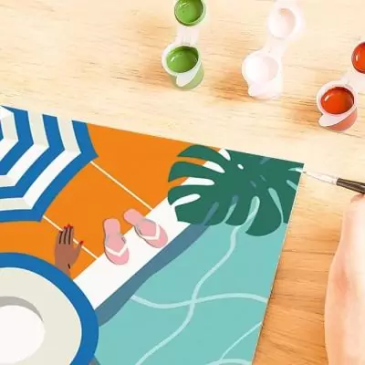 Peinture par numéros 24x30 cm Pool Time - Créez votre chef-d'œuvre!