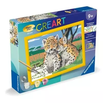 Kit de peinture par numéros Ravensburger 18x24cm Petits léopards - Pour les petits artistes dès 9 ans Kit de peinture par numéros Ravensburger 18x24cm Petits léopards - Pour les petits artistes dès 9 ans