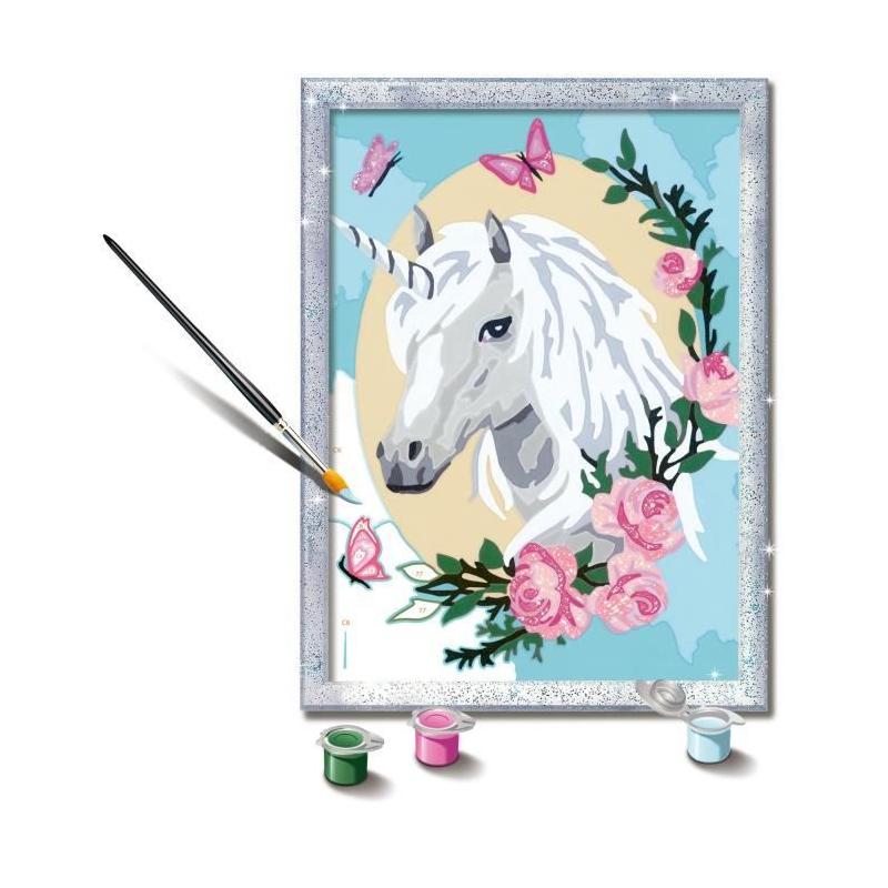 Peinture par numéros Ravensburger : Licorne fleurie pour enfants de 9 ans
