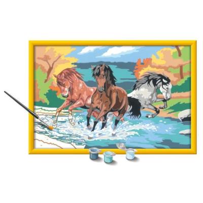 Kit de peinture par numéros pour enfants - Horde de chevaux 