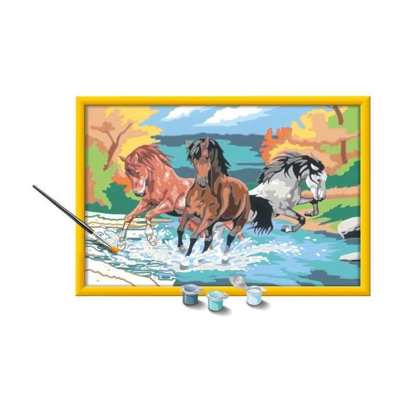 Kit de peinture par numéros pour enfants - Horde de chevaux 