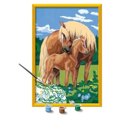 Kit de peinture par numéros Ravensburger - Fiers chevaux pour enfants