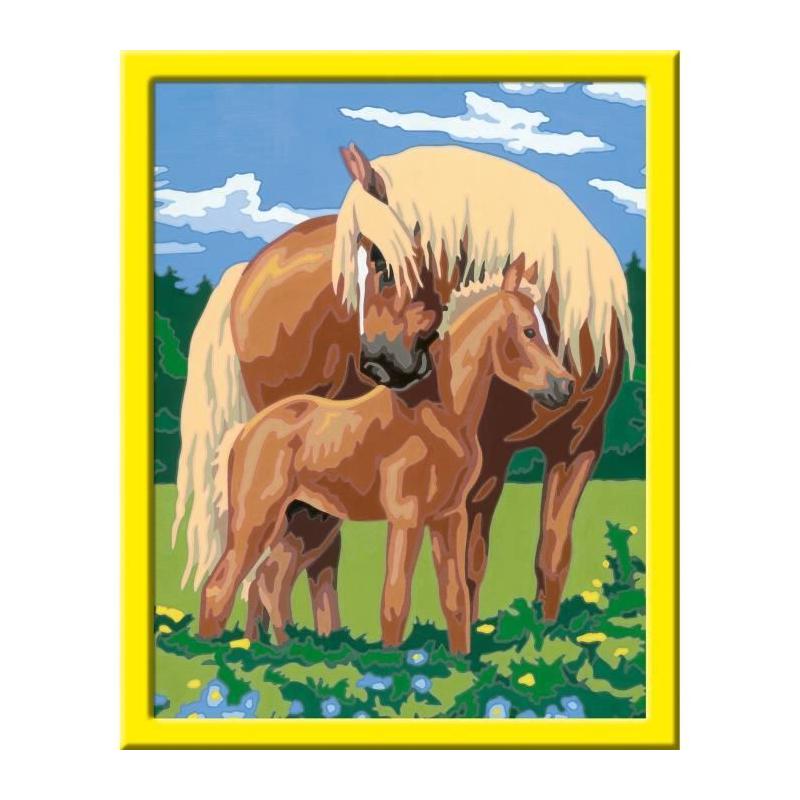 Kit de peinture par numéros Ravensburger - Fiers chevaux pour enfants