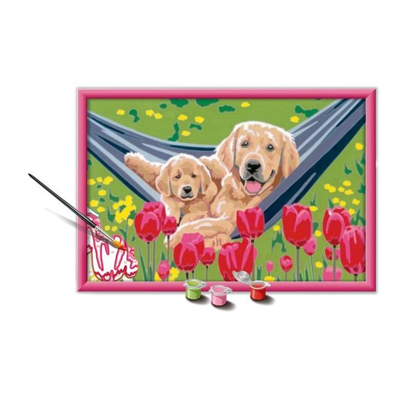 Kit de peinture par numéros Ravensburger - Labrador et tulipes 