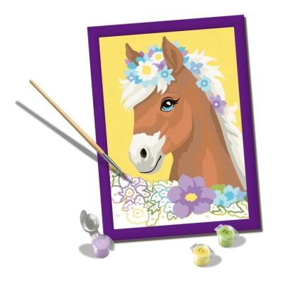 Kit de peinture par numéros Ravensburger - Cheval fleuri pour les enfants de 7 ans et plus