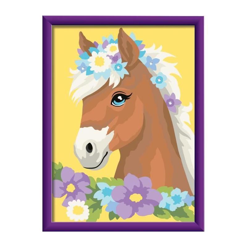 Kit de peinture par numéros Ravensburger - Cheval fleuri pour les enfants de 7 ans et plus