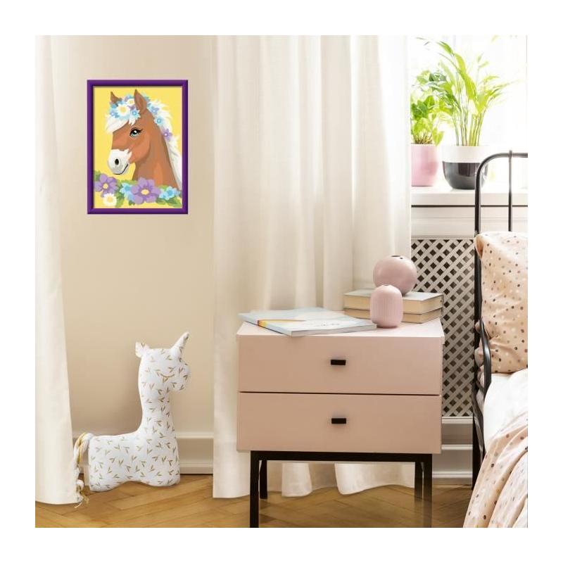 Kit de peinture par numéros Ravensburger - Cheval fleuri pour les enfants de 7 ans et plus