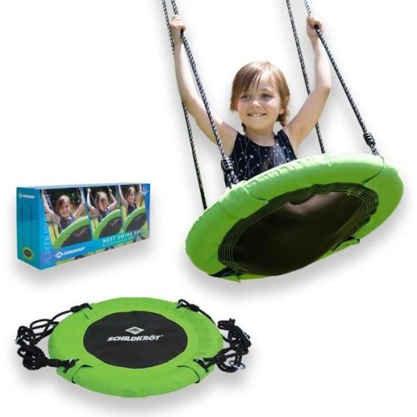 Balançoire - SCHILDKRÖT - Nid d'oiseau 60cm - Plastique tressé - Tubes en acier - Réglable 70-150cm