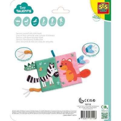 Livre sensoriel avec queues d'animaux pour éveil (0-3 ans)
