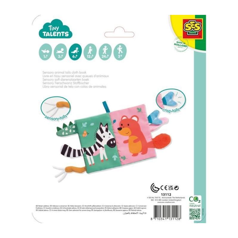 Livre sensoriel avec queues d'animaux pour éveil (0-3 ans)