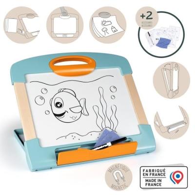 Smoby - Ardoise nomade - 3 utilisation différentes - Inclus : 1 feutre effaçable, 4 coloriages et 1 chiffon - Fabriqué en Fra