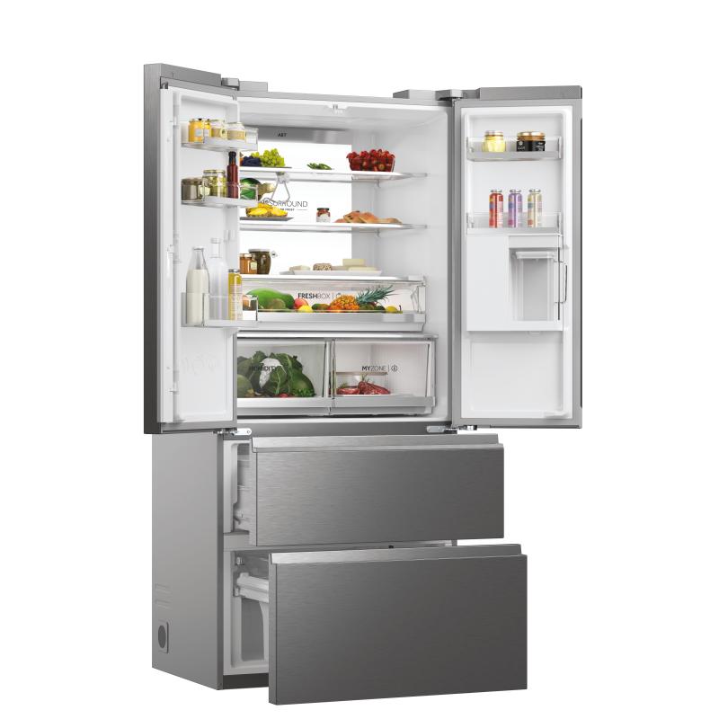 Haier FD 83 Serie 7 HFW537EP frigo américain Pose libre 537 L E Platine, Acier inoxydable