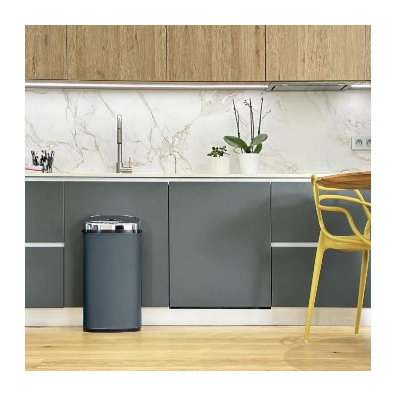 Poubelle de cuisine automatique LARGO - 42 L - Inox gris mat
