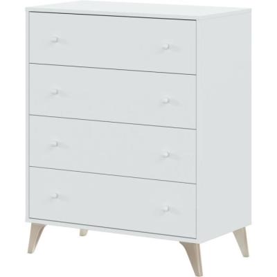 Commode Blanc - Style Doux - 4 Tiroirs - 95 x 77.5 x 40 cm