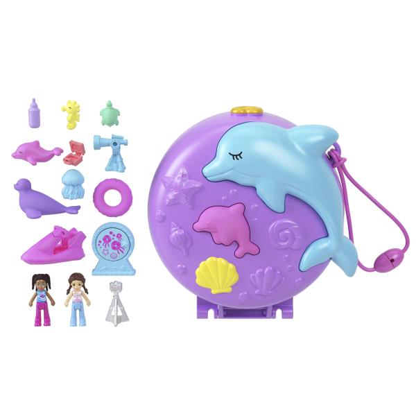 Polly Pocket-Sauvetage du dauphin-Coffret 2 mini-figurines et animaux HWN96