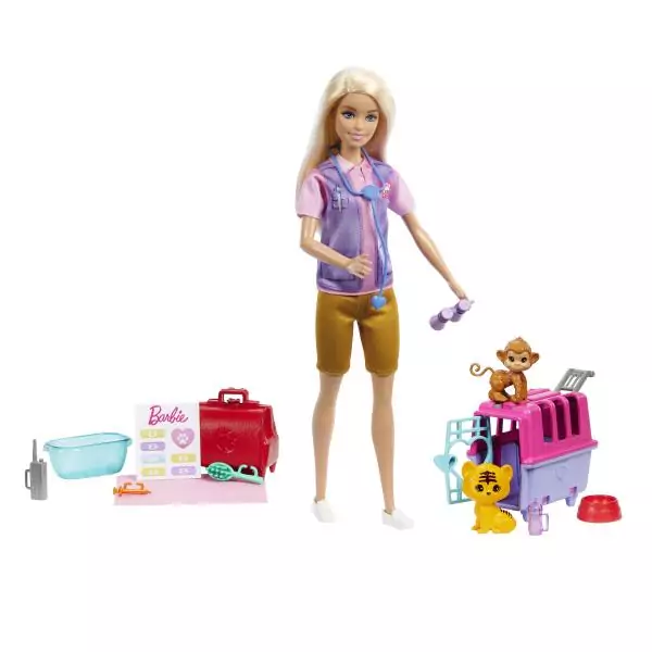 Barbie-Sauvetage d'Animaux-Coffret poupée blonde et accessoires HRG50