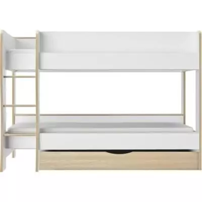 Lits superposés avec tiroir Roomy - Blanc / Chêne naturel
