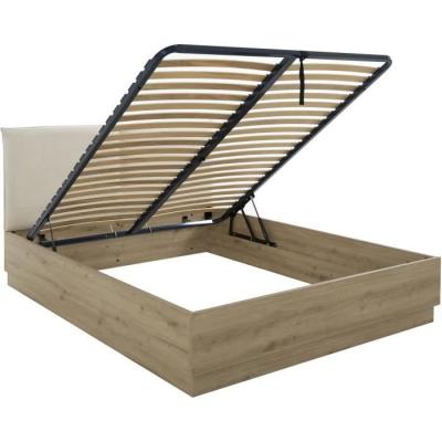 Lit coffre tete textile TIDY 160x200cm Chene/Ecru-GAMI