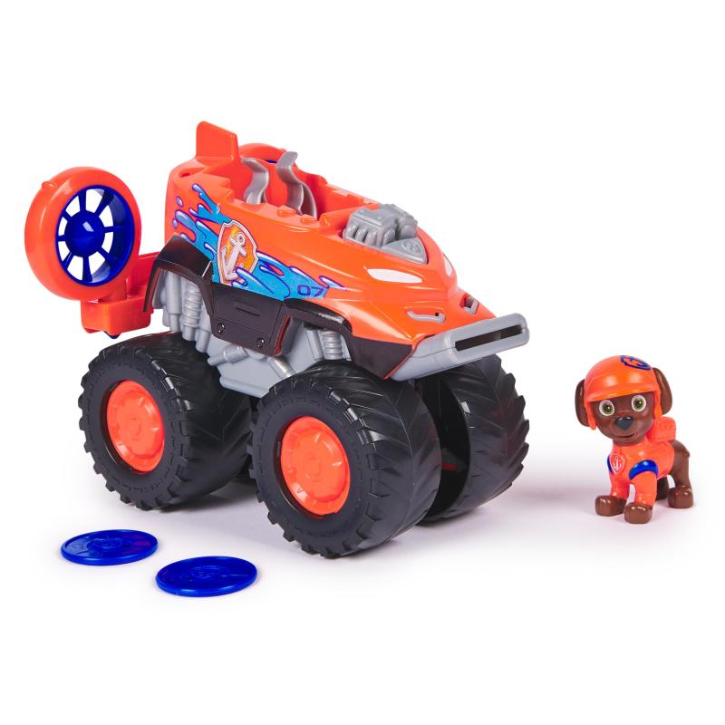 PAW Patrol - Pat Patrouille - Véhicule Figurine Zuma Rescue Wheels - Voiture Figurine À Collectionner - 2 Projectiles -