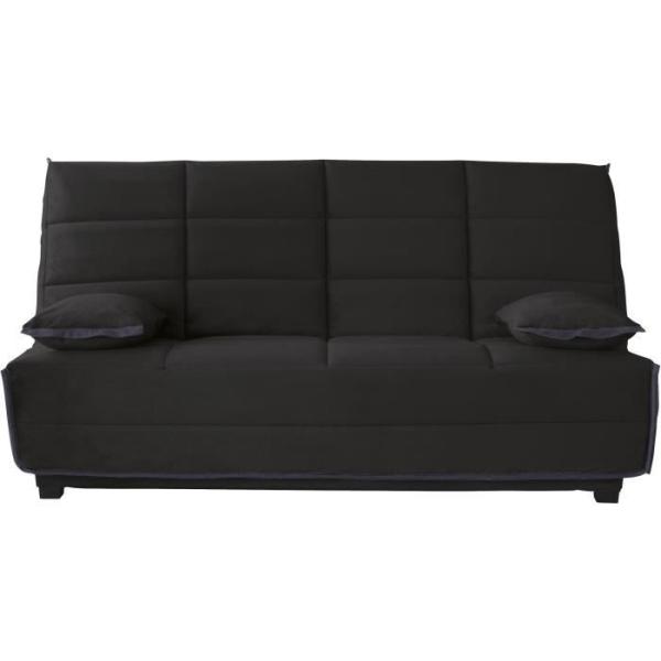 EMYLIA Clic-clac - 2/3 places - Matelas DUNLOPILLO Ep.13 cm - Mousse HR 35 kg/m3 - Tissu Noir - Fabriqué en France