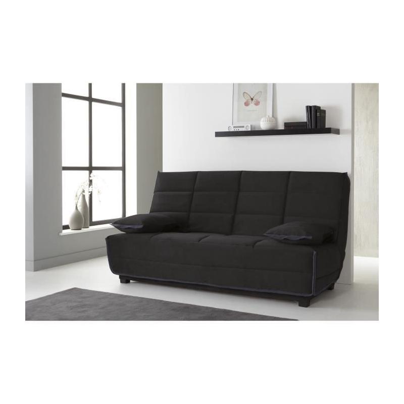 Clic-clac EMYLIA 2/3 places - Matelas DUNLOPILLO 13 cm - Tissu Noir