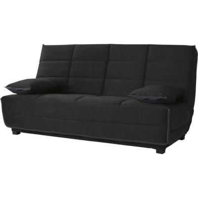 Clic-clac EMYLIA 2/3 places - Matelas DUNLOPILLO 13 cm - Tissu Noir