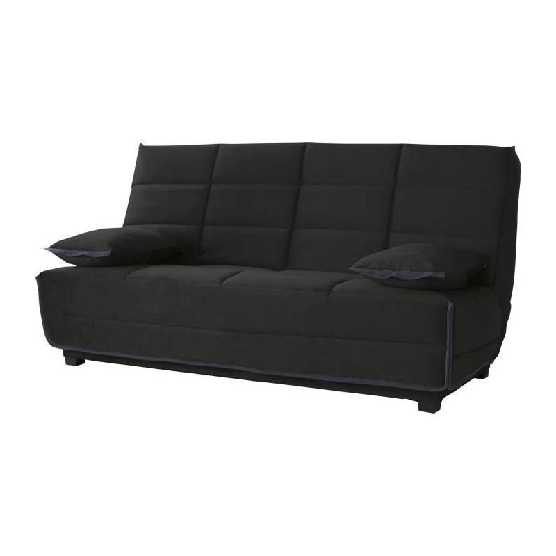 Clic-clac EMYLIA 2/3 places - Matelas DUNLOPILLO 13 cm - Tissu Noir
