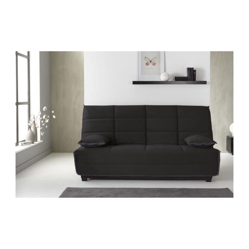 Clic-clac EMYLIA 2/3 places - Matelas DUNLOPILLO 13 cm - Tissu Noir