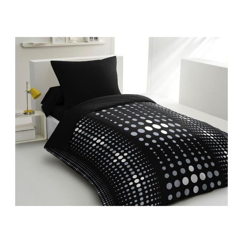 Parure de couette microfibre Steevy - Noir - HOME LINGE PASSION