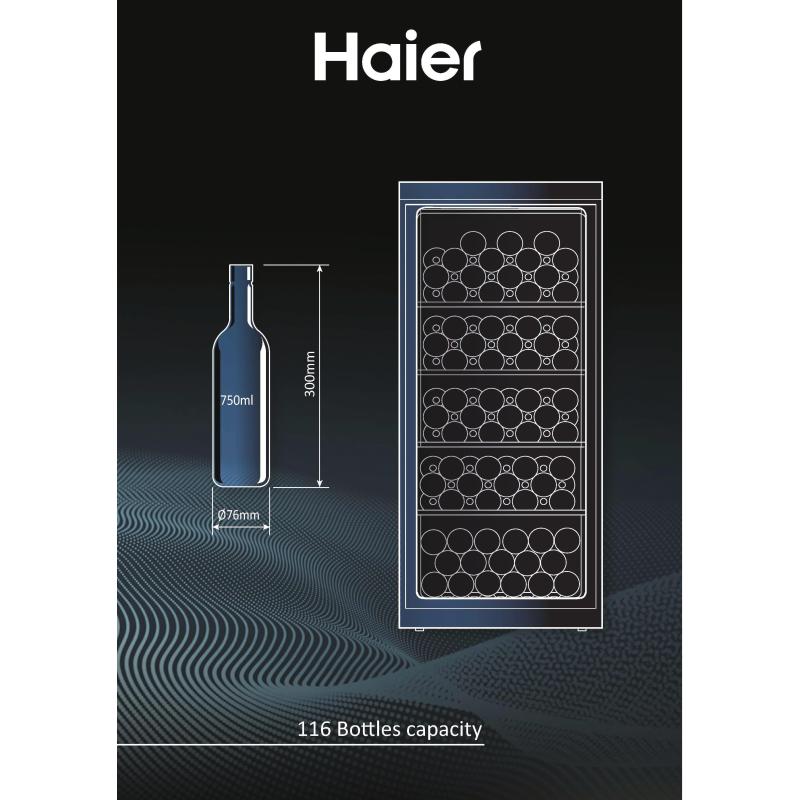 Haier HWS116GAE Refroidisseur de vin compresseur Pose libre Noir 116 bouteille(s)