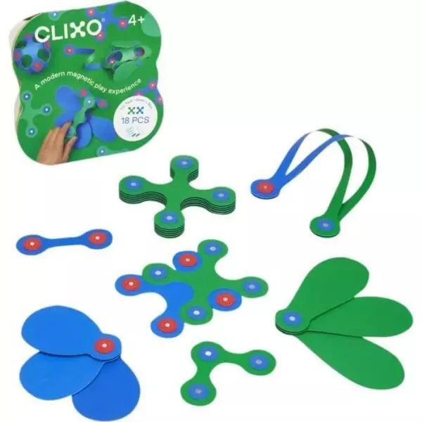 Itsy CLIXO - Bleu/vert - GIPSY TOYS - Jeu de Construction Magnétique - Jouet Educatif et Créatif - 18 pcs - Des 4 ans