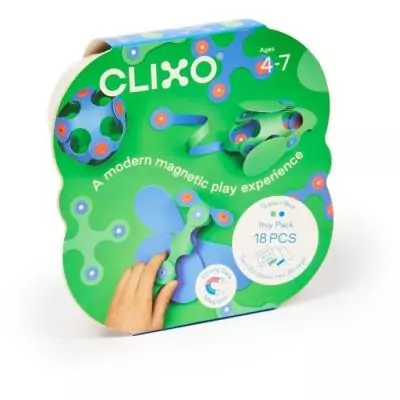Amusez-vous avec Itsy CLIXO - Jeu magnétique 18 pièces - Bleu/vert Amusez-vous avec Itsy CLIXO - Jeu magnétique 18 pièces - Bleu/vert