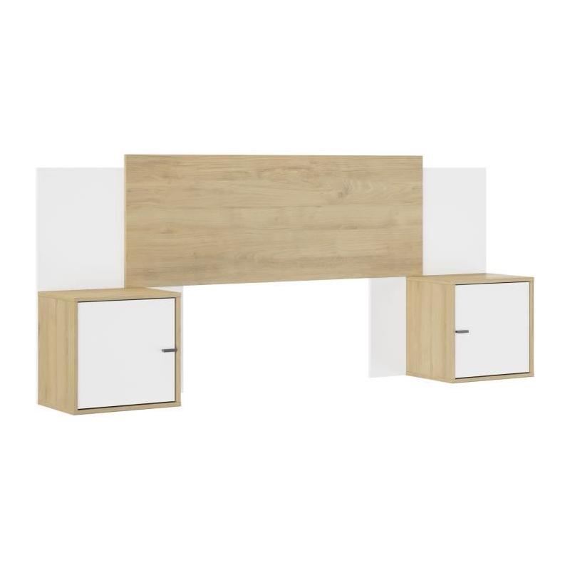 Tete de lit extensible ALIX - Châtaignier naturel / Blanc